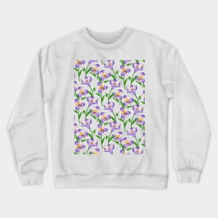 Purple Alstroemeria Floral Pattern Crewneck Sweatshirt